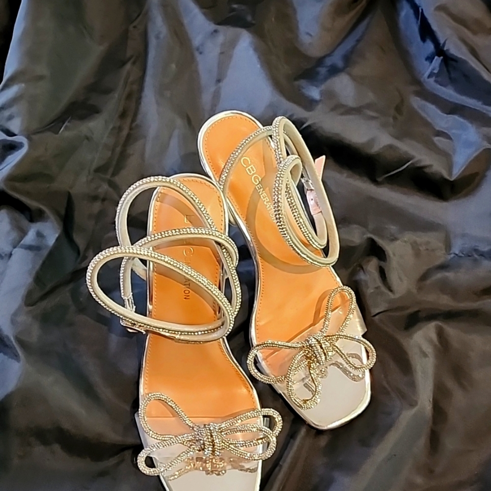 BCBGeneration Silver Strappy Heels